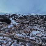 Breckenridge town and slopes with mountains and high alpine terrain visible