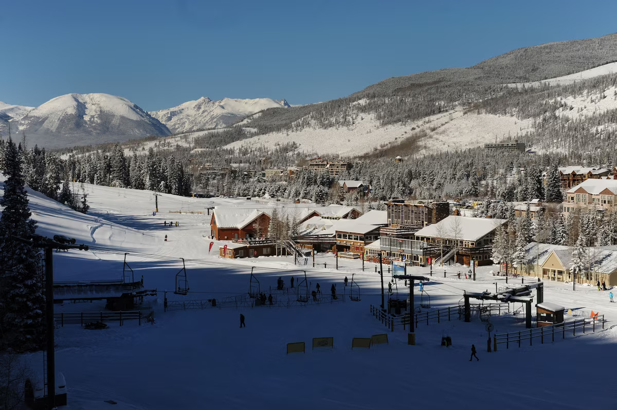 Keystone Ski Resort Base area view of the Peru Express Lift