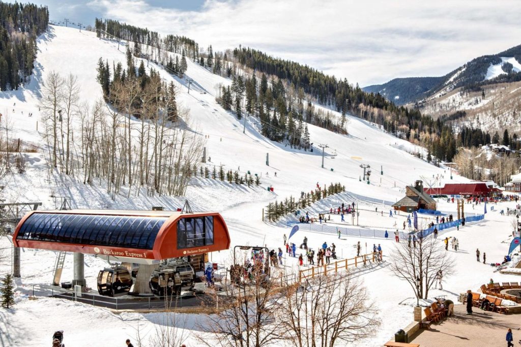 Haymeadow Express Gondola and Children's Ski school center base at Beaver Creek